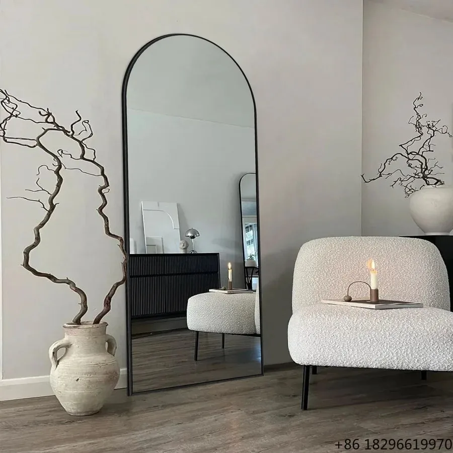 Large Full Length Arch Mirror Thickened Aluminum Frame Art Decor Mirror For Bedroom Living Room Aesthetic Room Home Decor