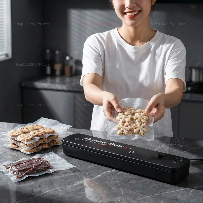 Small Automatic Food Vacuum Sealer Cutlery Bag Sealing Machine for Food Storage Compression Portable Kitchen Plastic Sealer