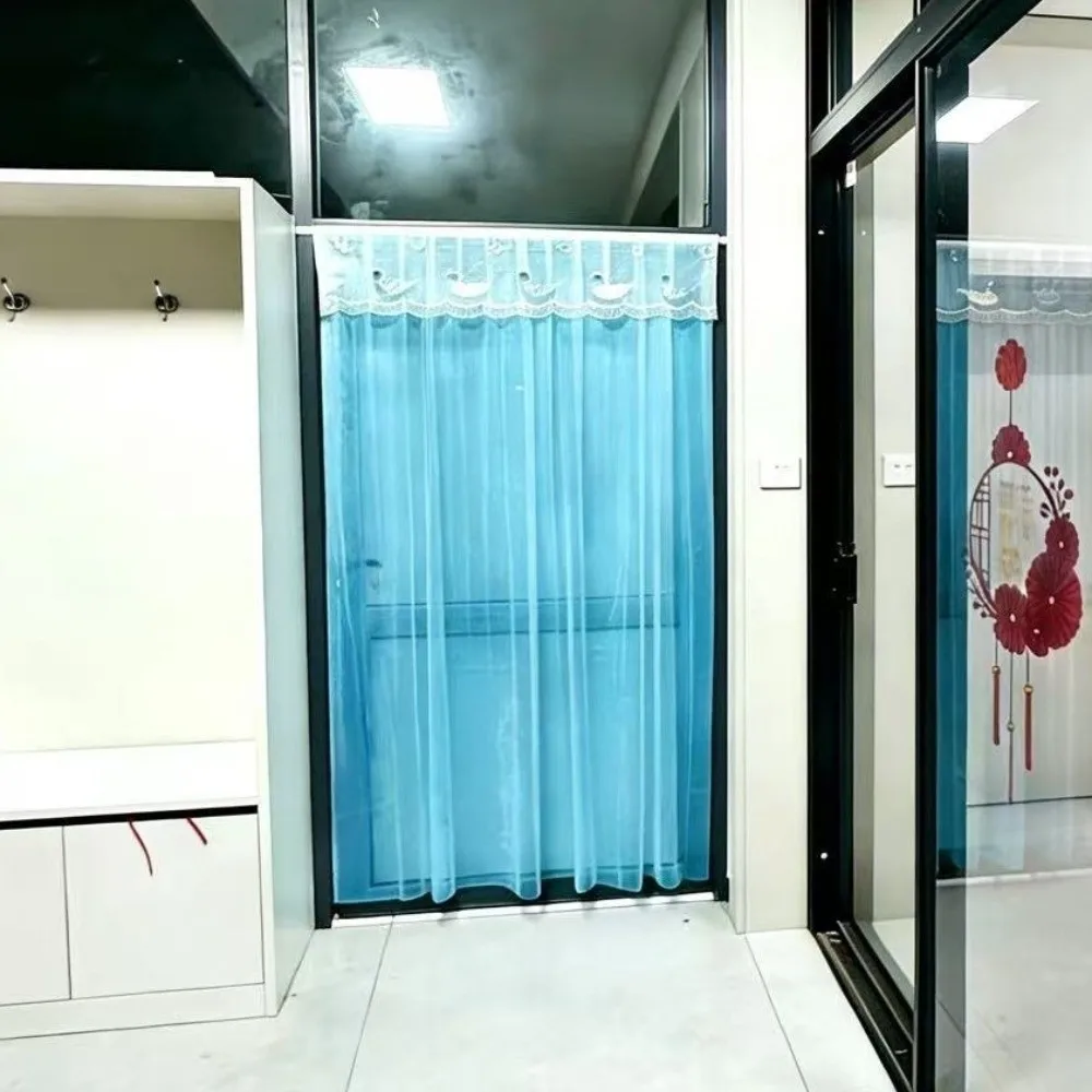 Self-adhesive Mosquito Proof Door Curtain Cute Rabbit Ventilation Lace Mesh Door Curtain Breathable No Punching