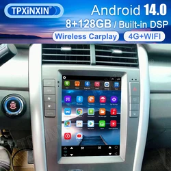 For Ford EDGE 2012 - 2014 Android 14 Car Radio Tape Recorder Navigation Tesla Style Screen Stereo Auto Multimedia DVD Player