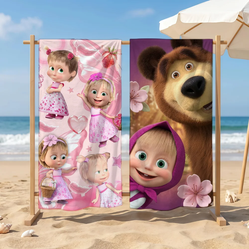 Cartoon M-Masha-A and the B-Bear-R Towel Sports Quick Dry Travel Camping Sandproof Soft Light Large Beach Towel