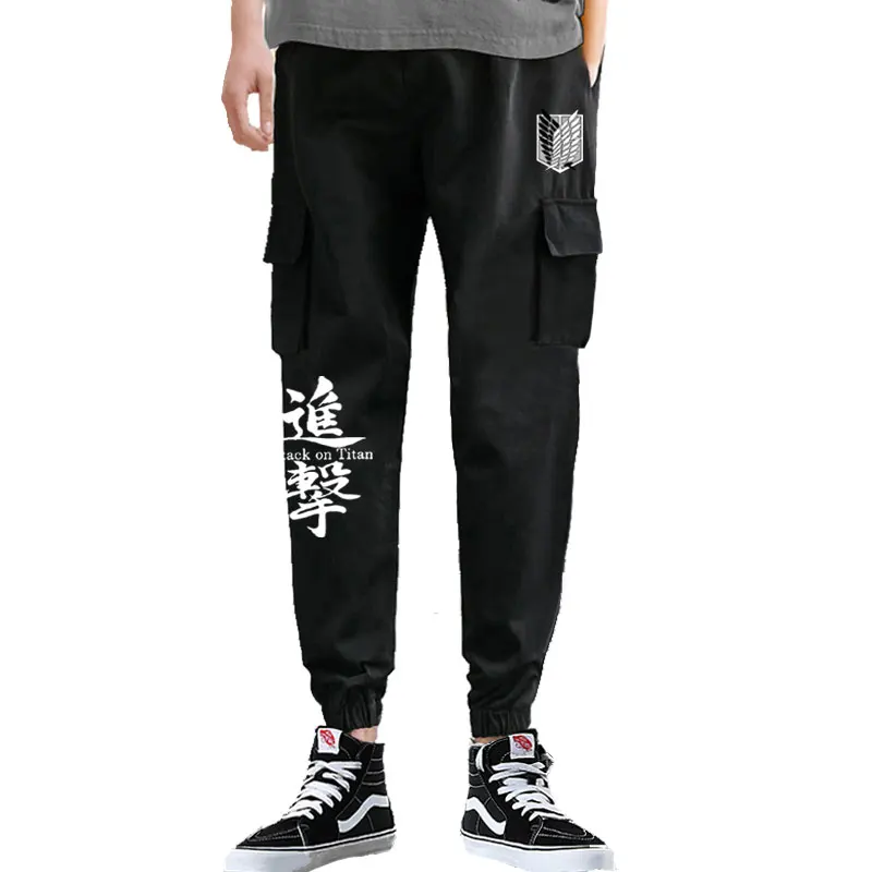 進撃の巨人-アニメ-リヴァイ兵士-ワークパンツ-メンズ-スポーツ-カジュアル-ロングパンツ-快適なコットン-若々しいスタイル-オールシーズン
