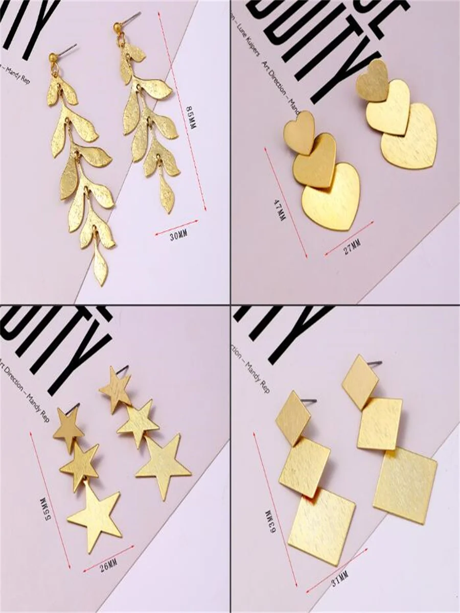 Layered earrings, earrings with concave-convex geometric design