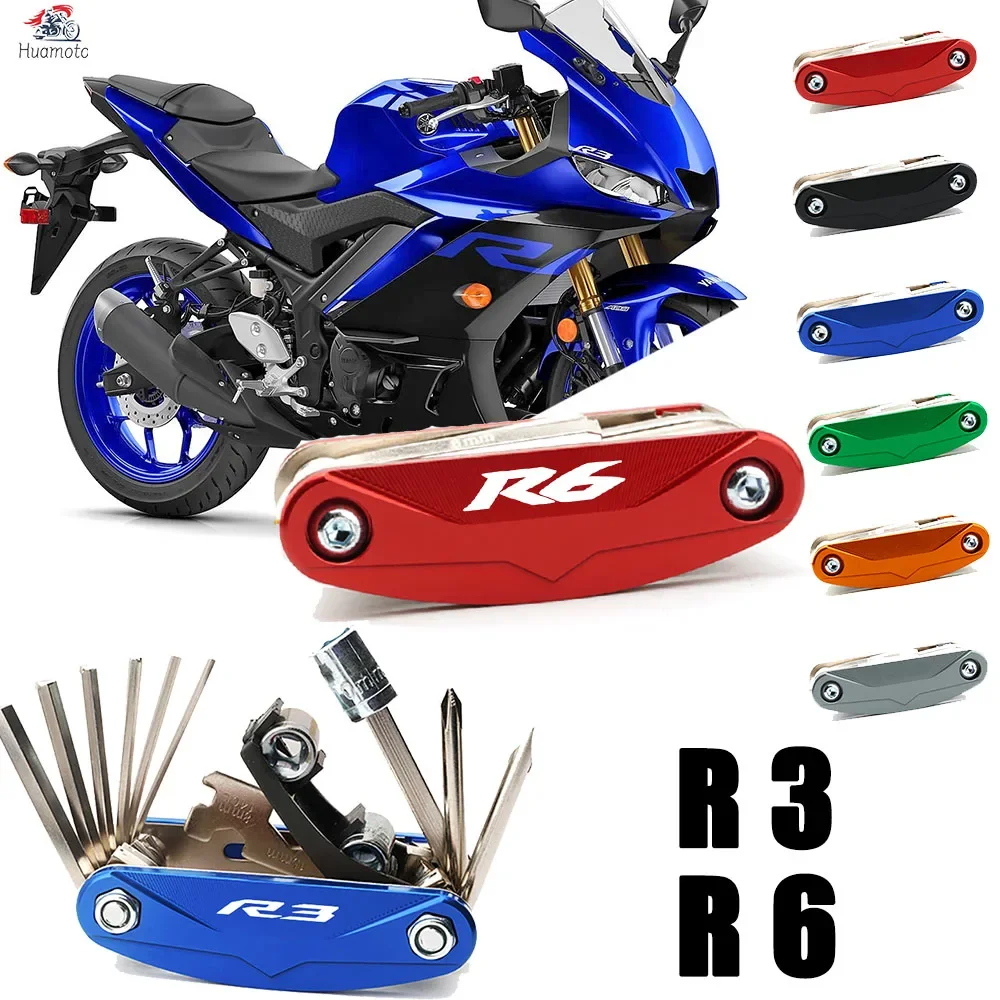 

Логотип для YAMAHA YZF R3 R6 3 6 R, набор отверток для ремонта мотоцикла, инструмент, комбинированный инструмент, аксессуары, многофункциональный инструмент