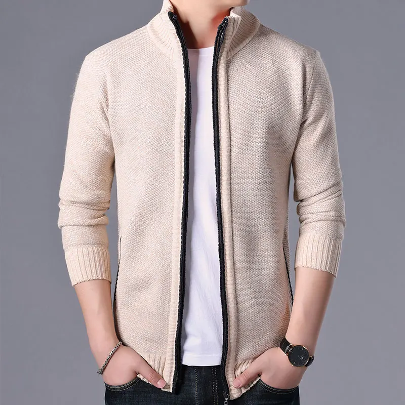 

Autumn Winter Korean Style Men Solid Cardigan Sweater Men's Casual Fashion Sweatshirts Zipper Knitted Coats Male 8801