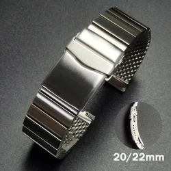 New High Quality Mesh Steel Watch Band Strap 20mm 22mm for Seiko Band Thicker Solid Stainless Steel Brushed Polished Wristband