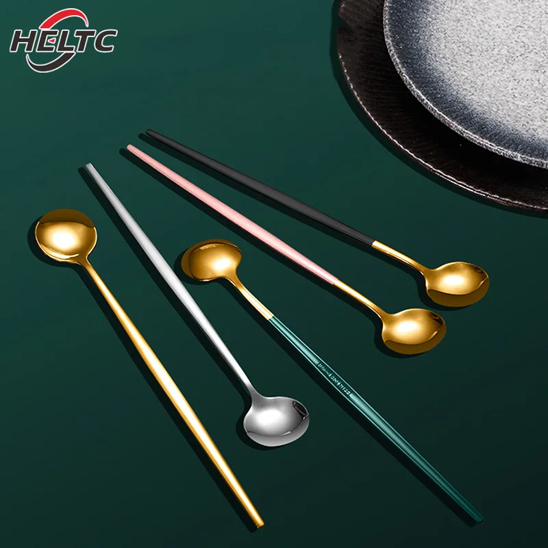 Creative Stainless Steel Coffee Mixing Spoon Long Handle Ice Cream Dessert Spoons Tea Stir Spoon Tableware Kitchen Supplies