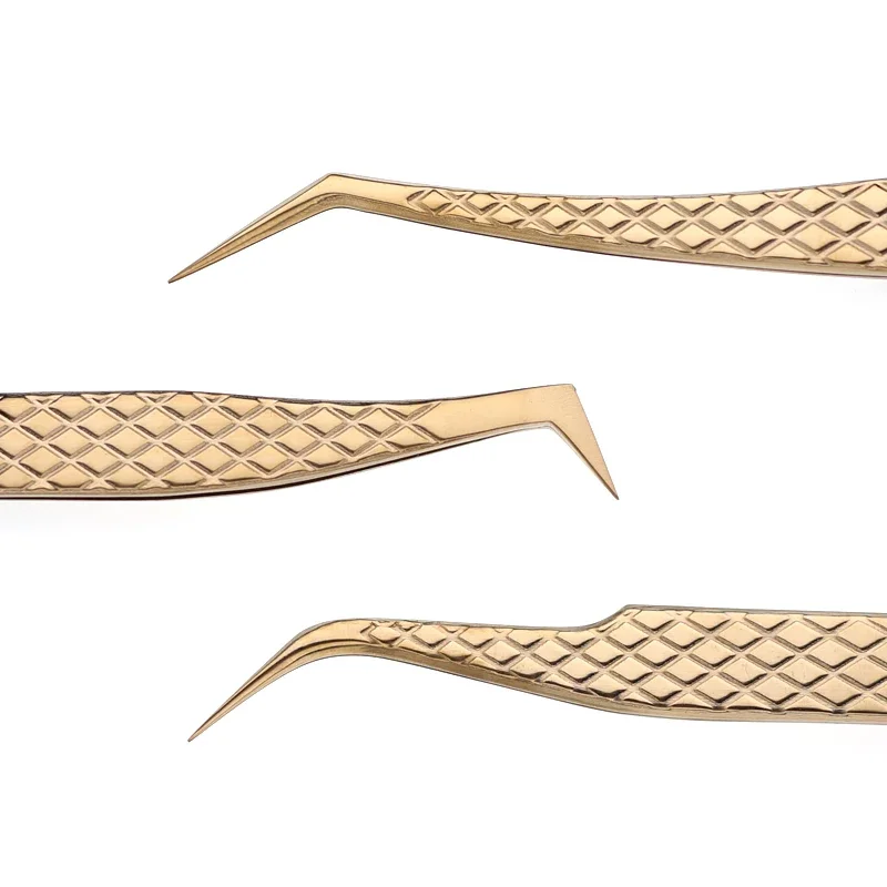 1Pc Precision Eyelash Tweezers Antistatic Stainless Steel Fiber Tip Lashes Tweezer Anti-slip Lash Extension Supplies