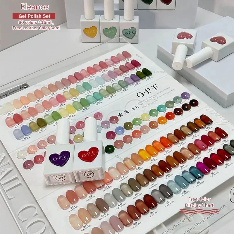 Eleanos Korean Style Sweetheart 60pcs Jelly Opal Gel Polish Set Syrup Gel Kit Color Chart For Nail Salon 15ml Transparent UV Gel