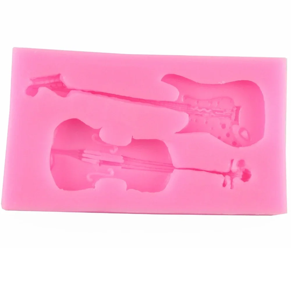 Violin Guitar Silicone Fondant Molds Cake Decorating Tools Kitchen Baking Candy Clay Cupcake Chocola