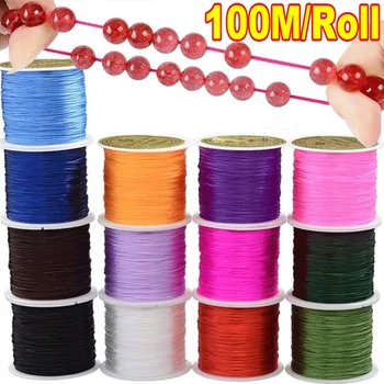 100m/rolo 1mm multicolorido forte corda elástica redonda linha de cristal cabo de borracha para fazer jóias suprimentos diy miçangas pulseira