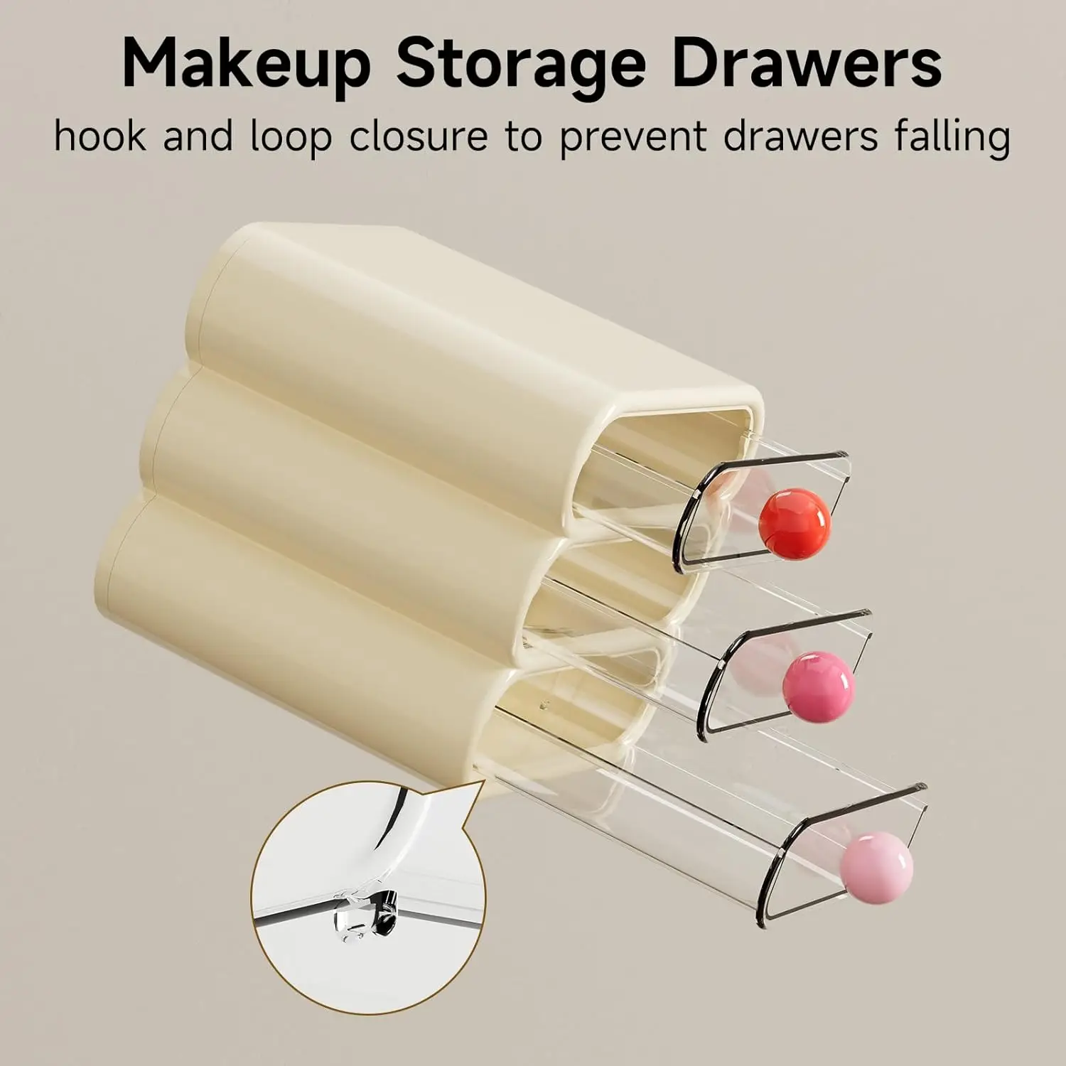 3段引き出し多機能メイクアップオーガナイザー化粧品収納ケース（化粧台、バスルーム、寮、デスク、オフィス用）