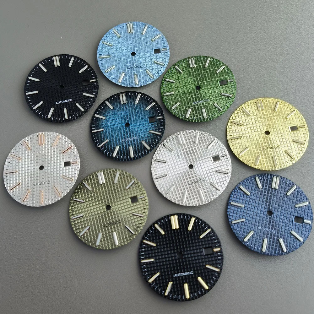 NH35 literal rural rubber dial 31.8mmS dial silver stripe nail green night light suitable for NH35/NH36 movement watch accessori