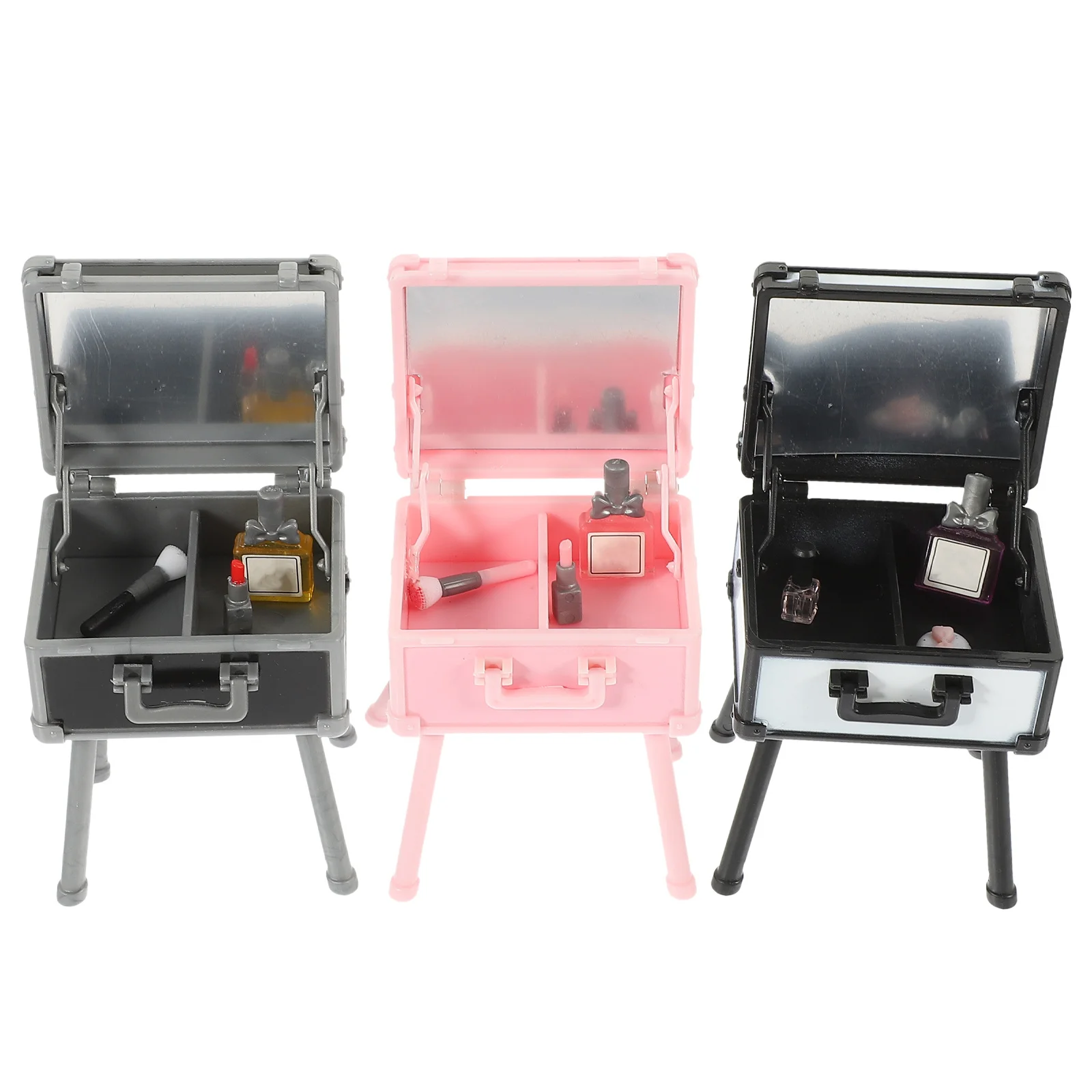 3 قطعة صندوق مكياج صغير محاكاة ديكور مشهد مصغر لتخزين الأثاث الصغير للمنزل صندوق مستحضرات التجميل الصغيرة
