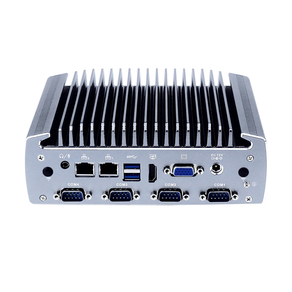 HUNSN Fanless Industrial PC,Mini Computer,IPC,IX10, I3/I5/I7, Windows 11/ Linux Ubuntu, 6COM,VGA, HD, 2 x I211-AT LAN,SIM Slot