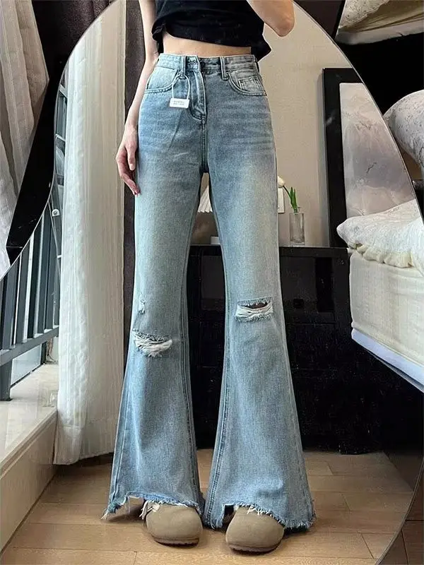 

High Waist Flared Jeans Women's Spring Summer New plus Size Fat MM Loose Slimming Pear ape Bell Bot Casual Zipper Sle
