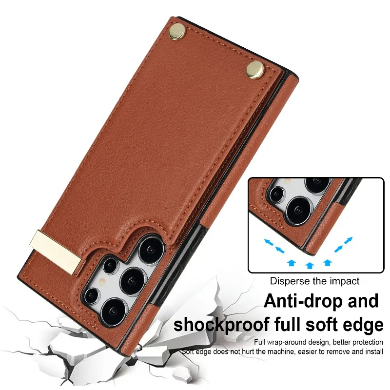 Organ Card Slot Leather Phone Case for Samsung Galaxy S21 S23 FE S24 S22 Ultra Plus A15 A54 A53 A52S A14 A13 Wallet Cover