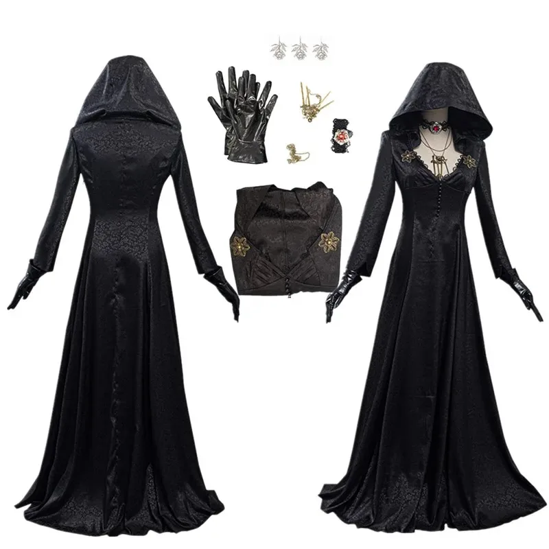 

Moth Lady Evil Cosplay Remake Village Vampire Lady Dimitrescu Fantasy Costume Adult Women Dress Halloween Carnival Party Suit