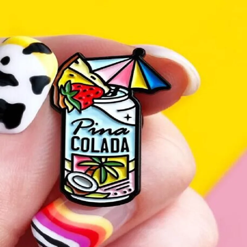 

For Women PINA COLADA Coconut Grove Fragrance Cocktail Brooch Enamel Pin Denim Jackets Collar Badge Fashion Cocktail Brooches