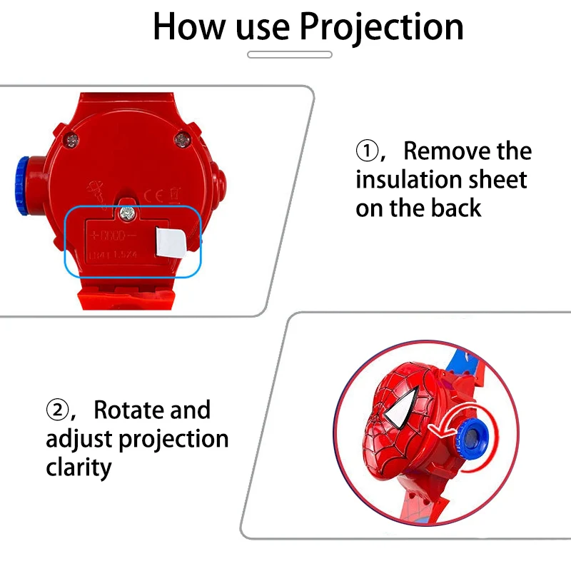 นาฬิกาเด็กฉายภาพลายสไปเดอร์แมน แฟชั่นสำหรับเด็กผู้ชาย นาฬิกาเด็ก แคปตันอเมริกา ไอรอนแมน นาฬิกาดิจิตอล ของเล่นเด็กนักเรียน ของขวัญ