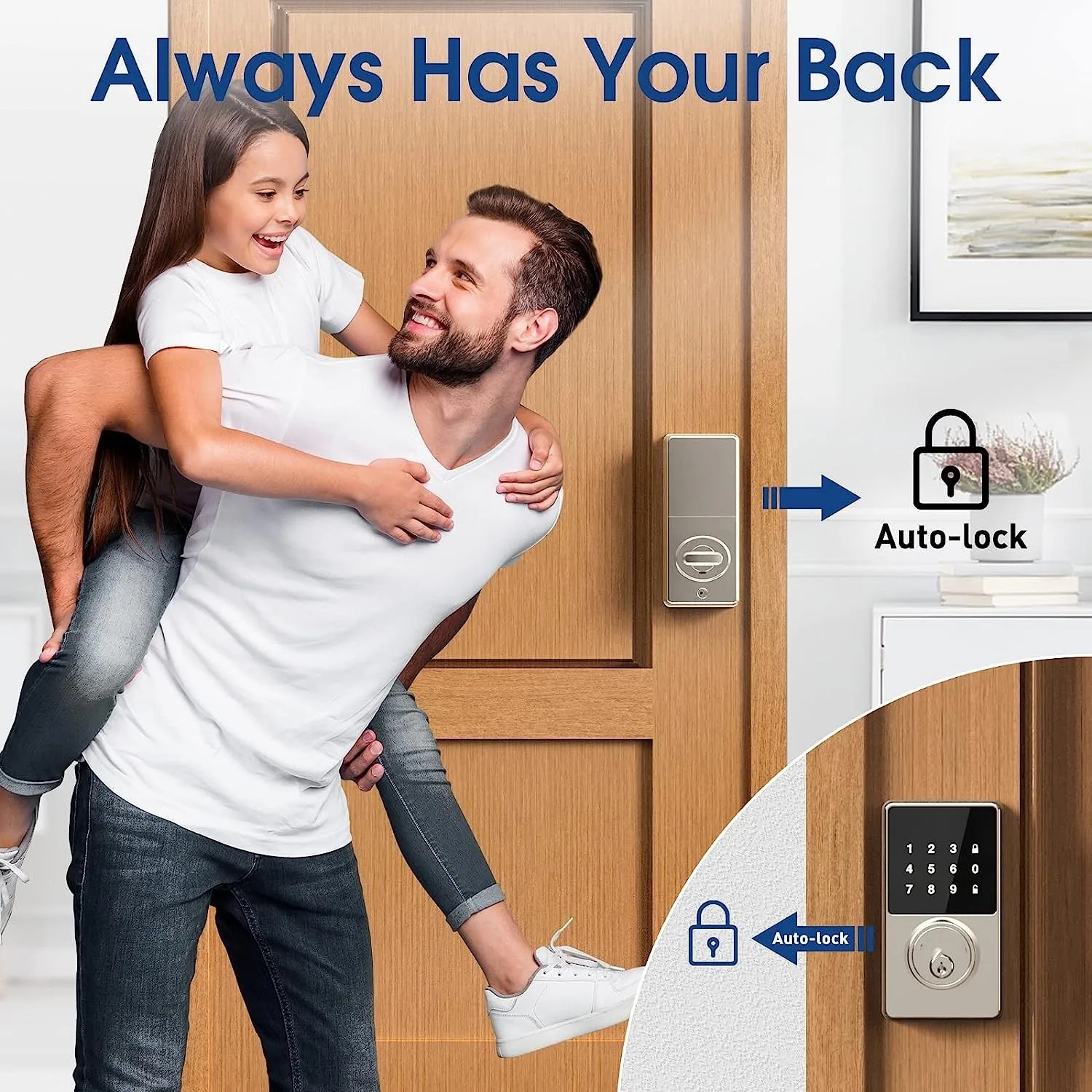 Smart Lock con password, serratura per porta d'ingresso senza chiave con tastiere Touchscreen, facile da installare, sblocco App, 50 codici utente