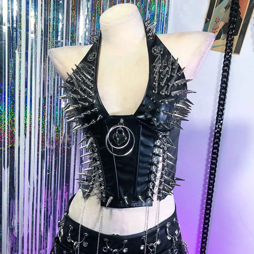

Eco Teen Kawaii Y2K Halter Camisole TOPS Punk Rock Grunge Gothic Tank Harajuku DIY Hand Made 90s Emo Goth 80s E-Girls