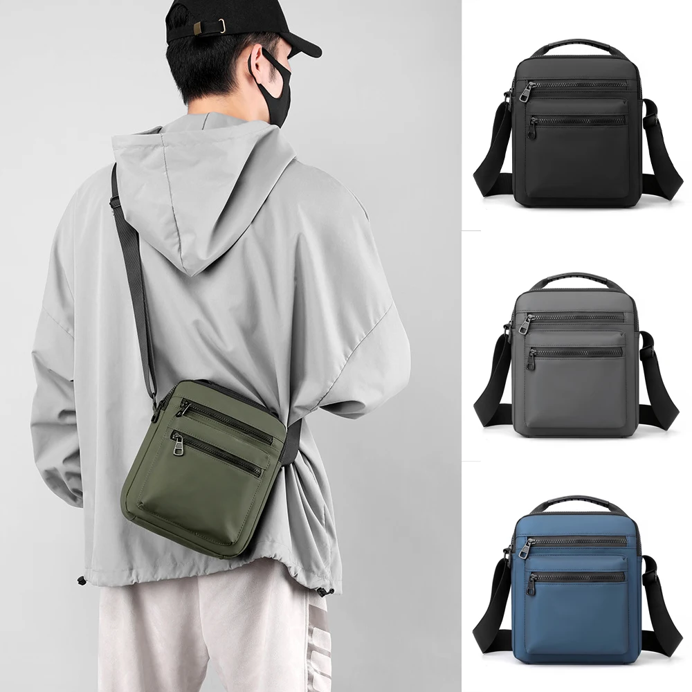 New Trendy Men\'S Shoulder Bag Fashion Casual Sports Bag Solid Color Oxford Cloth Multifunction Travel Messenger Bag Male