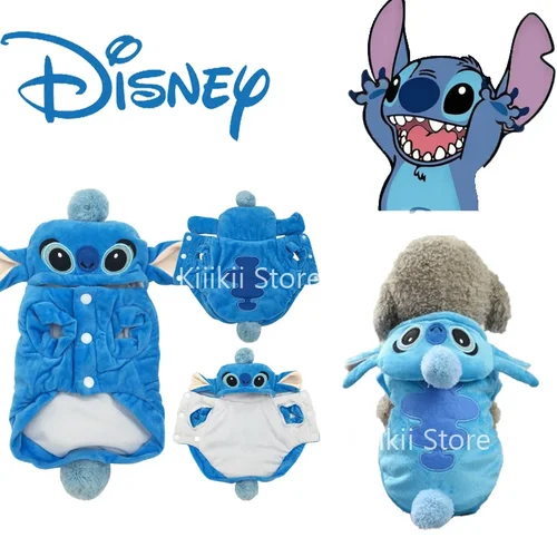 Imagen 1 del producto Disney Stitch-ropa de invierno para perros y gatos, chaqueta cálida de terciopelo para Halloween, talla pequeña y mediana
