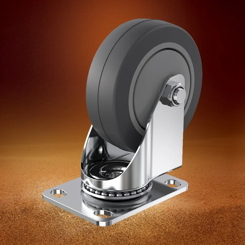4pieces 3inch medium304 stainless steel TPR  dust-proof Casters with cover mute no rust silent wheel swivel Industrial casters