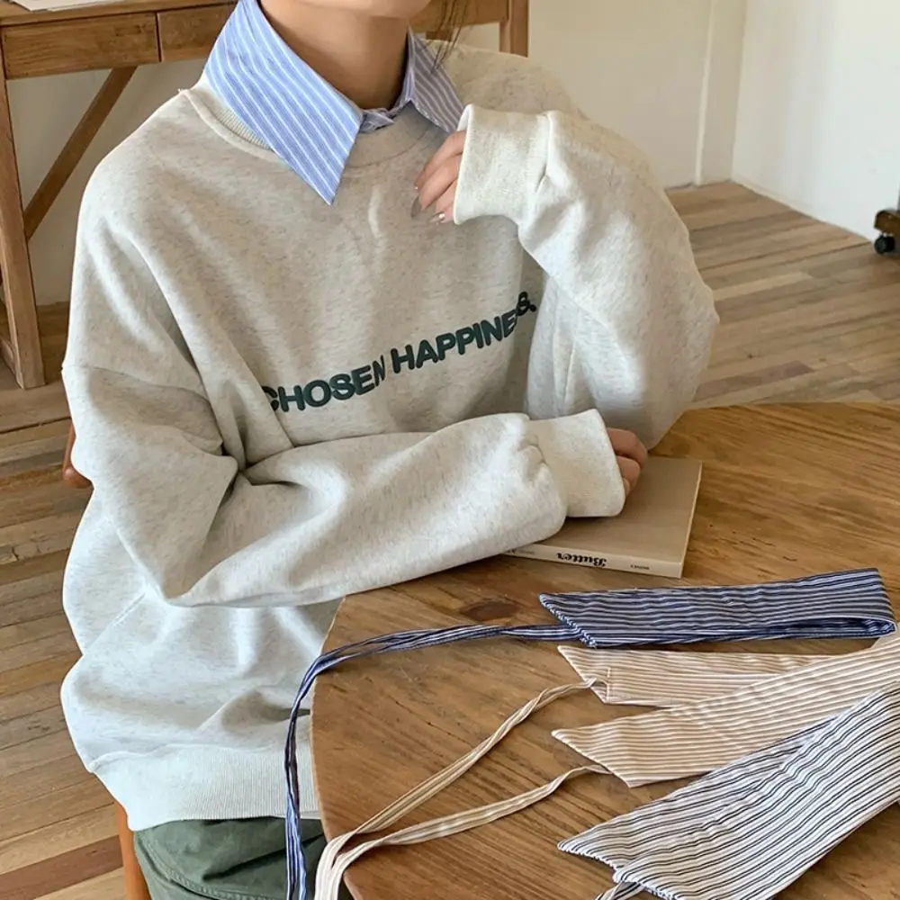 Plaid Stripe Shirt Fake Collar Comfortable Commute Blouse False Neckwear Decorative Easy To Wear Women's Detachable Collar