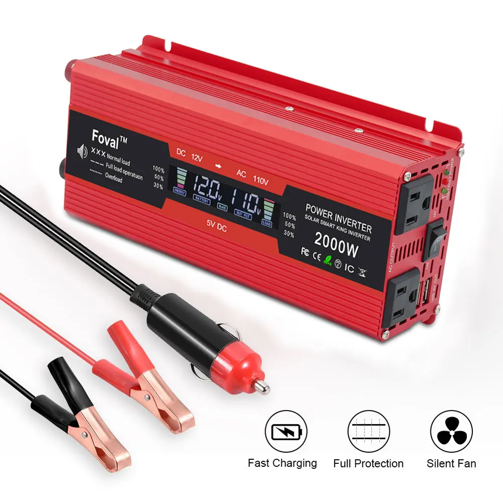 Inverter per auto convertitori di potenza usa multifunzionali portatili da Dc 12V a 110V per Tablet telefono potenza continua 750W/1000W/1300W