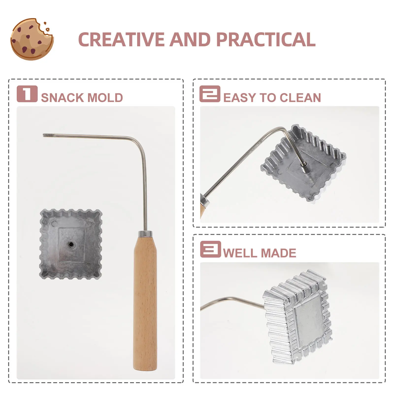 

Fried Snack Mold Square Shape Maker Long Handle Lightweight Kitchen Cooking Utensil Safe Easy Storage DIY Food Carrot