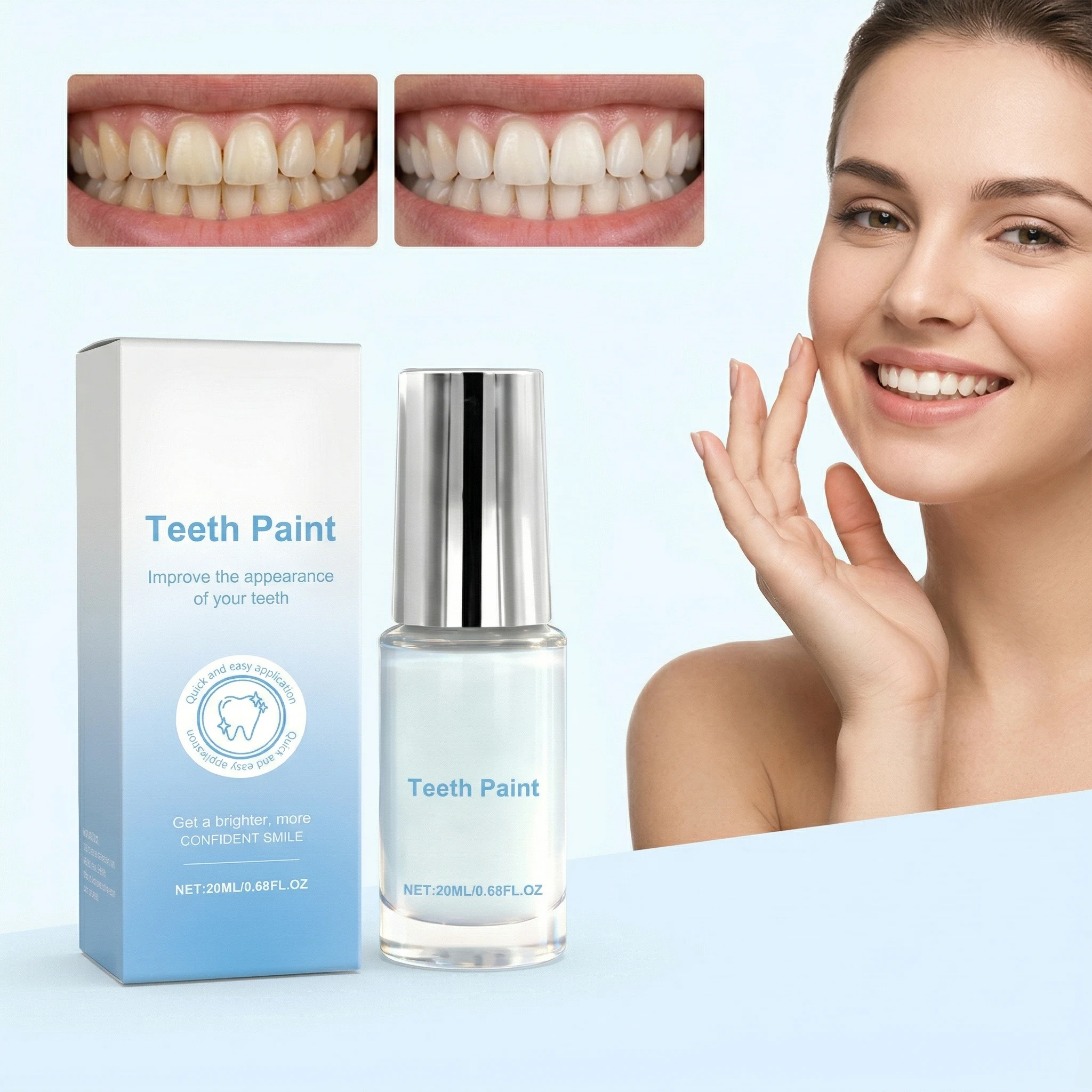 Teeth Paint Temporary Teeth Whitening Quick Brightening Non Irritating for Removing Stains and Restoring Tooth Color Party