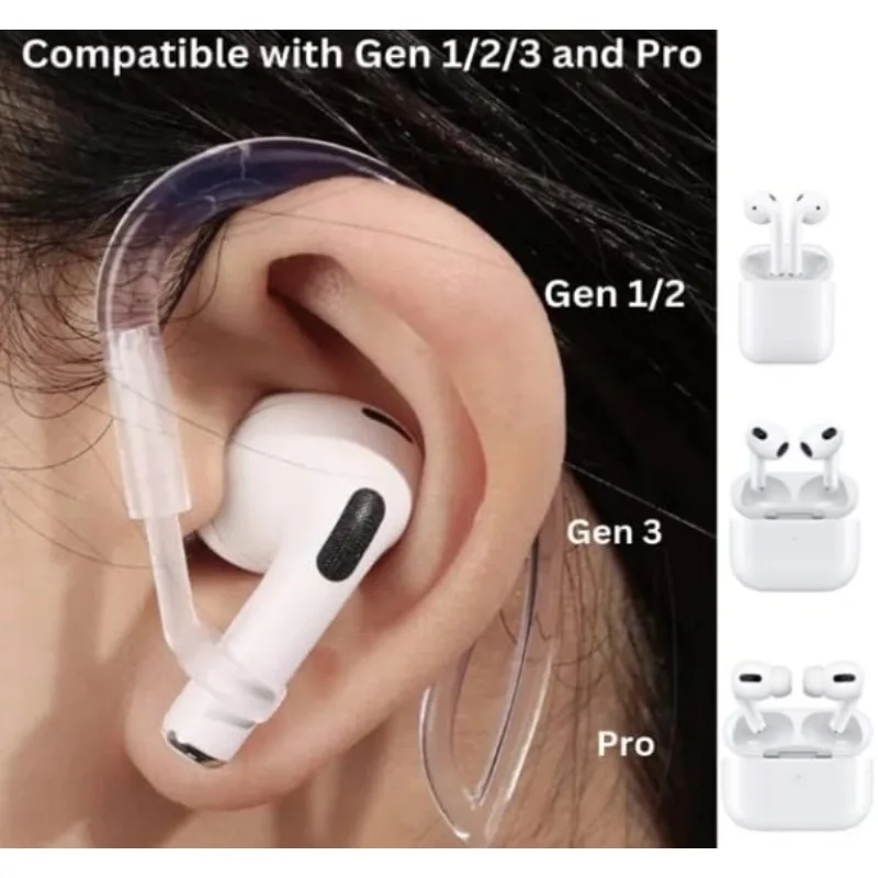 1 paio di ganci per le orecchie in Silicone trasparente per Airpods 3 2 1 Pro accessori per auricolari portatili regolabili Multi-angolo antiscivolo