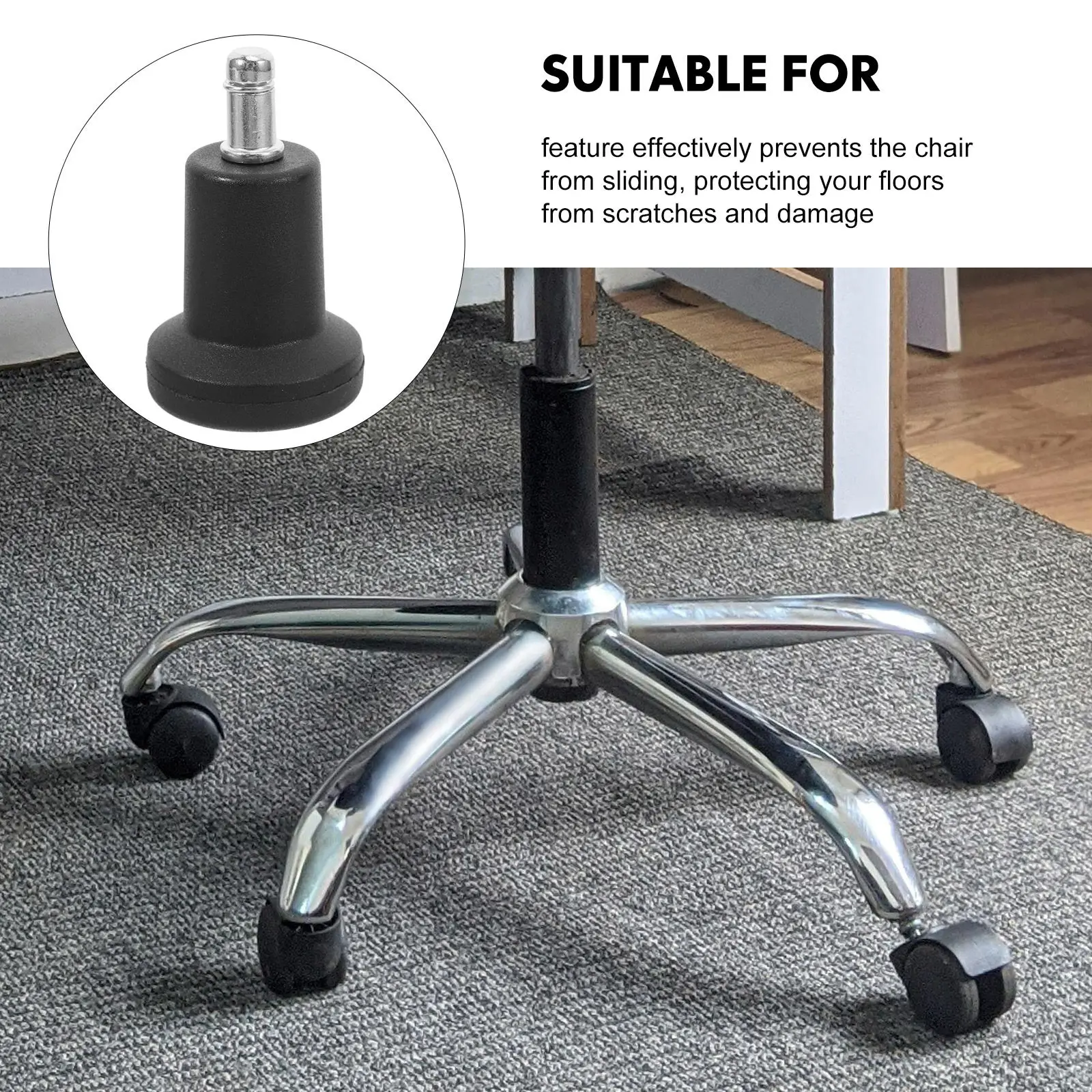 6Pcs High-Profile Bell Glides Swivel Caster Wheels for Desk Chair Office Chair Replacement Wear-Resistant Antislip Casters
