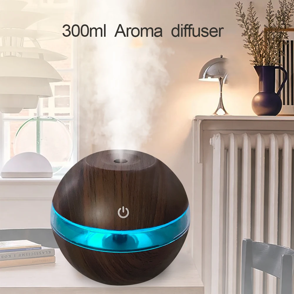 Control, Humidificador De Aceites De Madera De Grano Noche + Difusor Aroma Essential Touch - Ligero Y USB 2 300ml