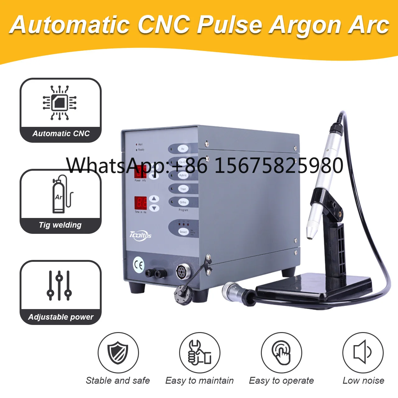 Tooltos 100W Jewelry Spot Welder CNC Automatic Pulse Argon Arc TIG Soldering Machine 110V/220V