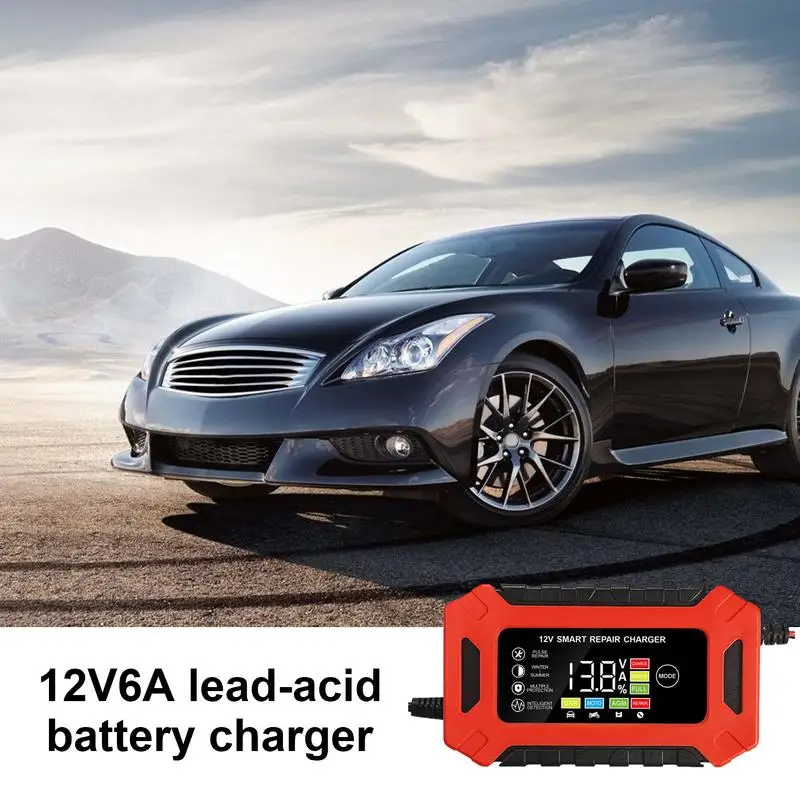 12V Batterieladegerät 12V Smart Vollautomatischer Batteriebetreiber Batteriesucher mit Temperaturkompensation für Motorrad Auto