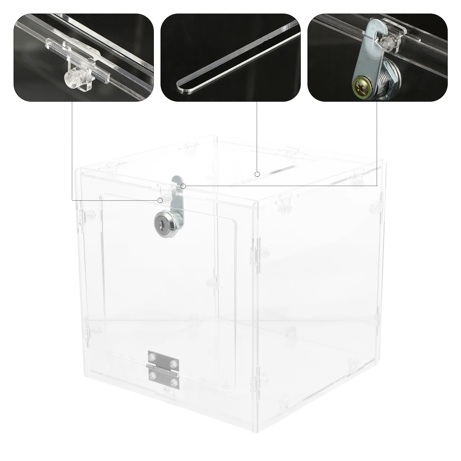  Voting Acrylic Ballot Box Storage Crate Charity Donation Boxes Square Container