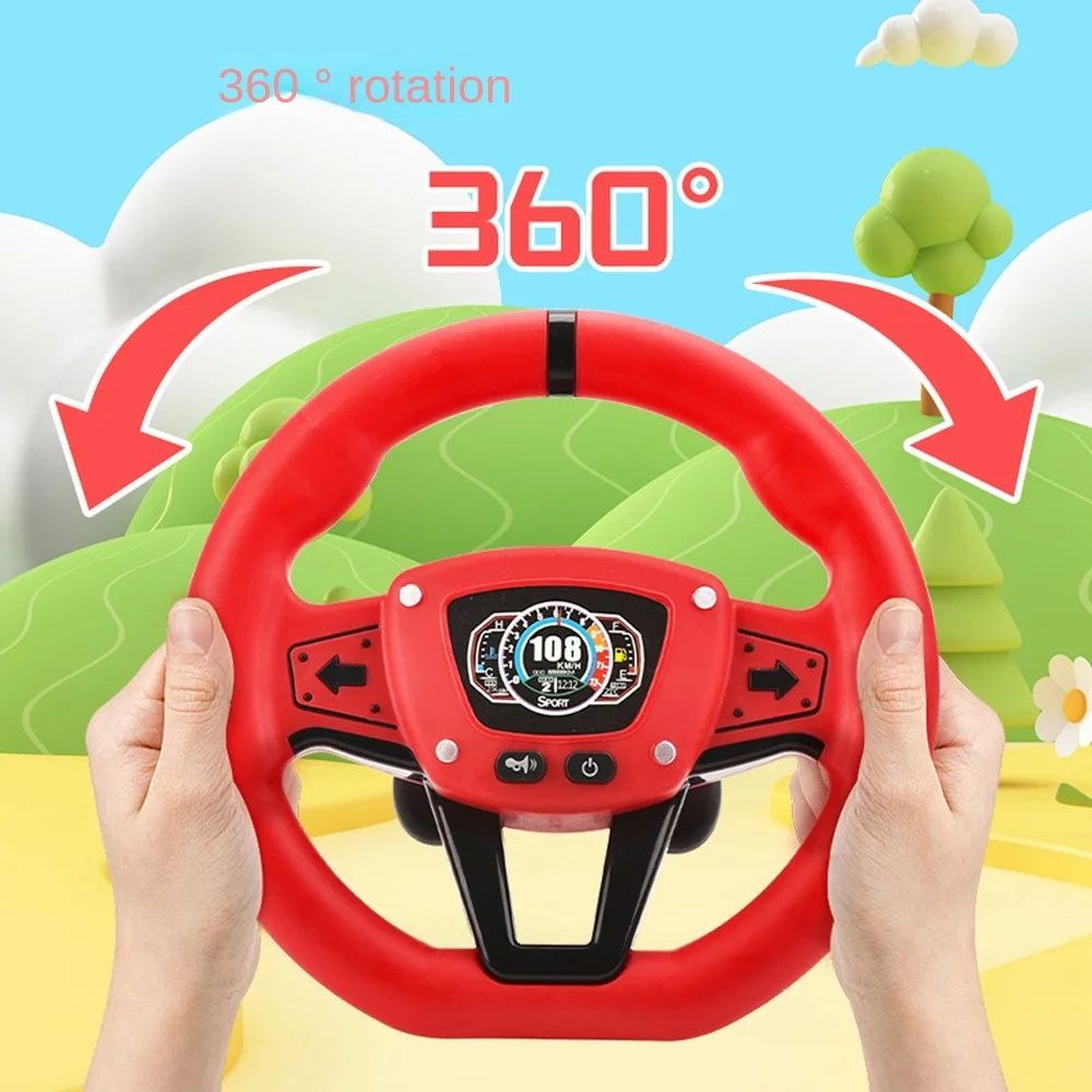 

360 ° Rotation Copilot Steering Wheel Multi Functional Montessori Simulation Steering Wheel Toys Interactive Early Education