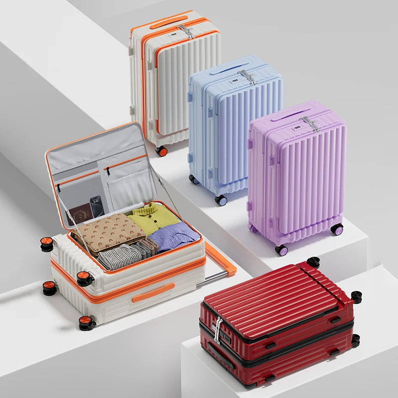New Side-Opening Luggage Large Capacity 26-Inch Wide Handle Combination Lock Suitcase 20-Inch Carry-On Suitcase with Wheels