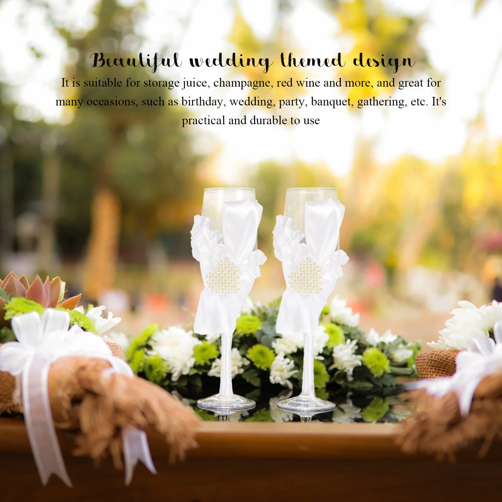 

1Pair Pearl Embellished Glass Goblets Elegant Wedding Wine Glasses Bride Groom Party Wedding Wine Glasses Glass Goblets
