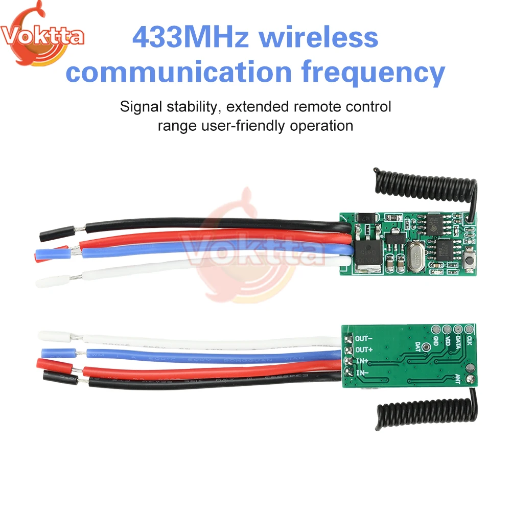 Przekaźnik Mini DC 3.6V-24V 2A Zdalny Włącznik Wyłącznik 12V 24V 433Mhz Odbiornik Nadajnik LED Kontrola Dostępu Jednokanałowy Bezprzewodowy Przełącznik