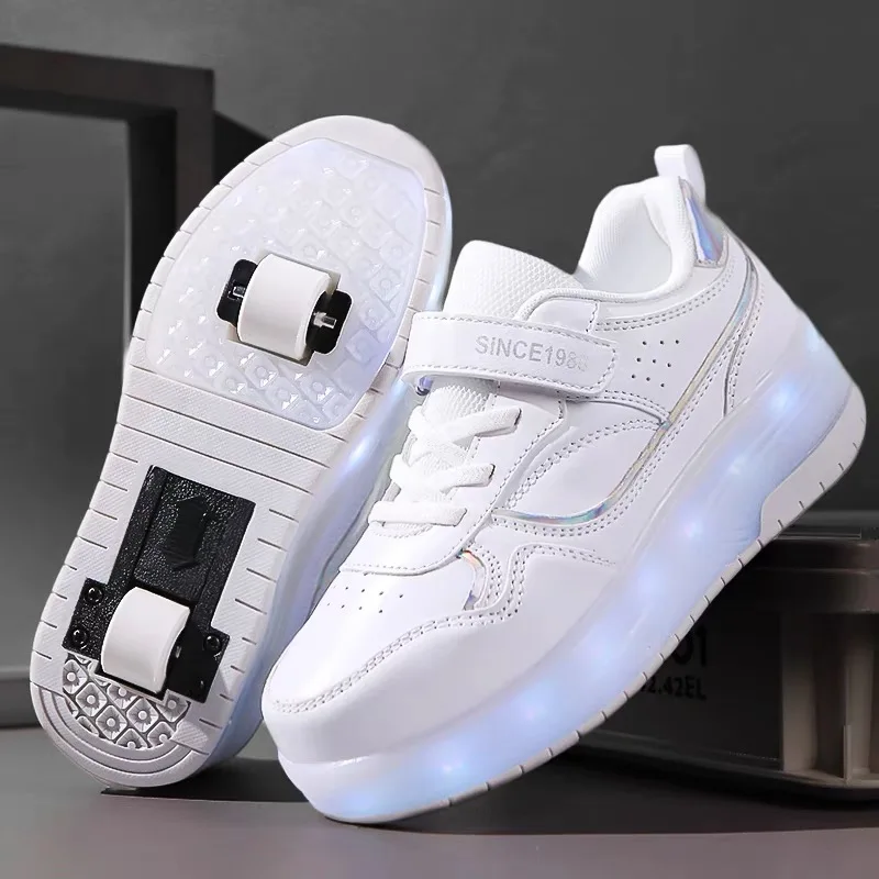 Boys Girls Roller Skate Shoes USB Charge Wheels Glowing Light LED Children Fashion Luminous Sport Casual Wheels Skating Sneakers