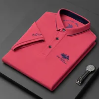 Summer New Embroidered Cotton Short Sleeved Polo Shirt for Men's Fashion, Casual, Comfortable, and Breathable T-shirt Top