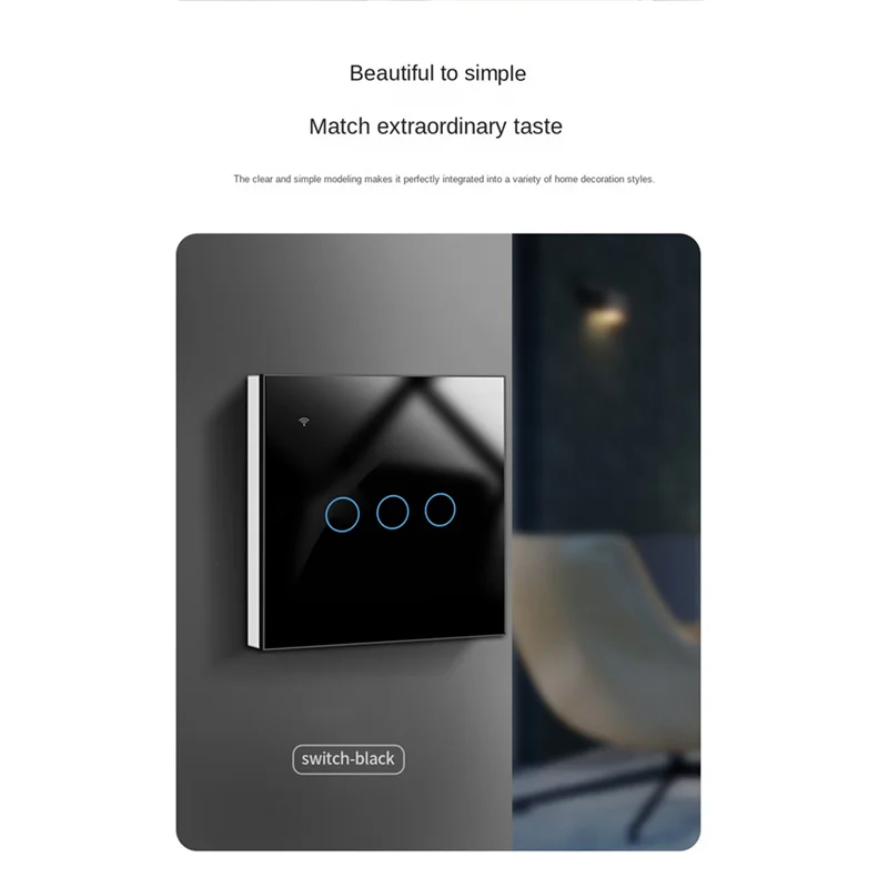 Умный переключатель Thoughthome Tuya Zigbee, сенсорный выключатель света, переключатель с нулевой пожарной линией, черный-X64A