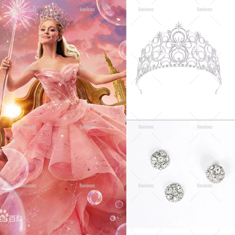 أنيمي الشريرة غليندا تأثيري الأقراط تاج فانتازيا تمويه زي القبعات للنساء فستان هالوين زي الملحقات #1