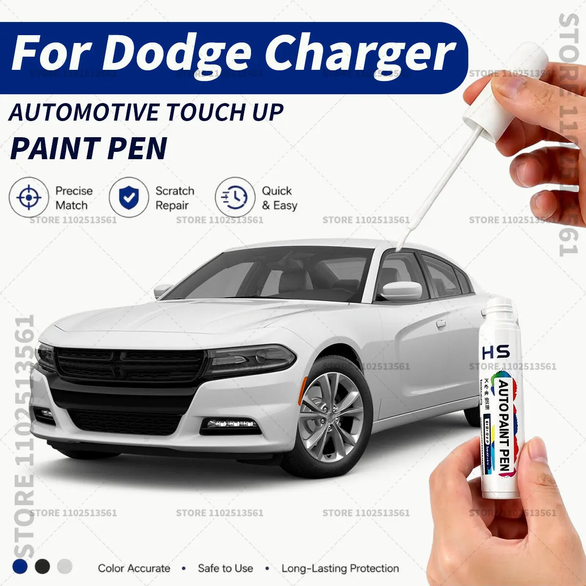 Car Touch Up Paint Pen Scratch Chip Repair Paint For Dodge Charger Destroy Gray Pitch Black F8 Green White Octane Red purple