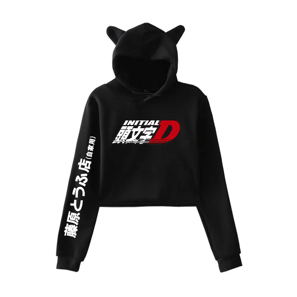 Initial D Fujiwara Tofu Shop Hoodie Vintage 90s Merch Hoodies Sweatshirts for Girls Sports Cat Ear Crop Streetwear Pullover