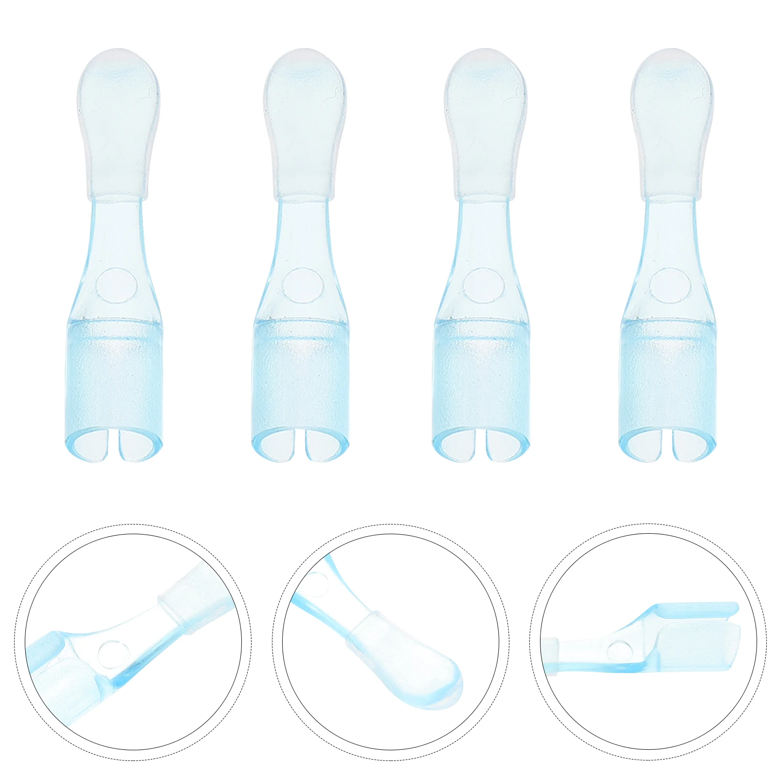 

4pcs Reusable Wax Removal Replacement Scoops For Visual Earwax Remover Tools Soft Pc Spoon With Storage Box Blue Suitable For